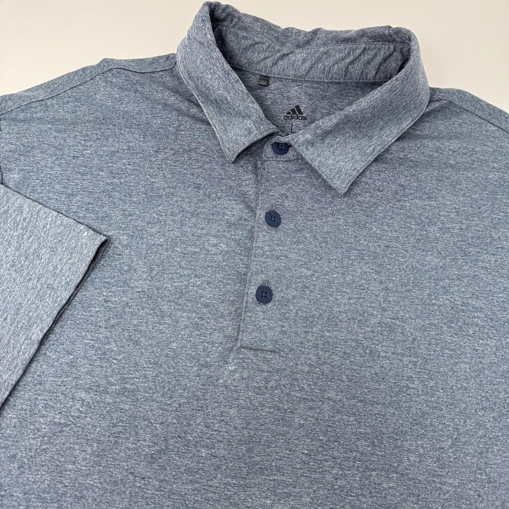 Adidas Polo Shirt Mens Large Gray Solid Golf Performance Short Sleeve Stretch‎